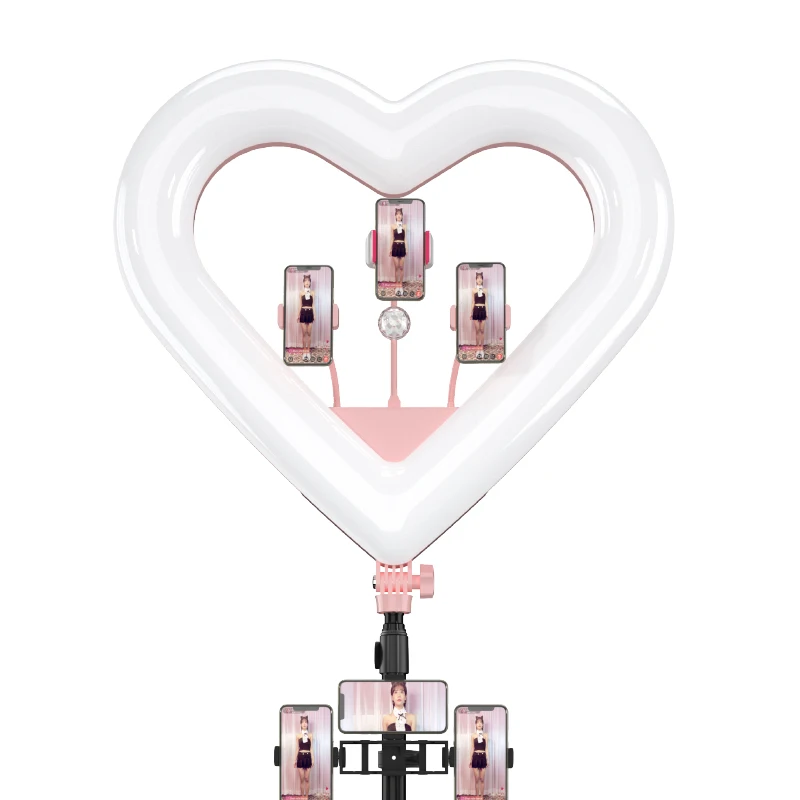 

RK51 heart large aperture studio fashion live ring light 20 inch 50cm diameter cute wide filling light, Black,pink