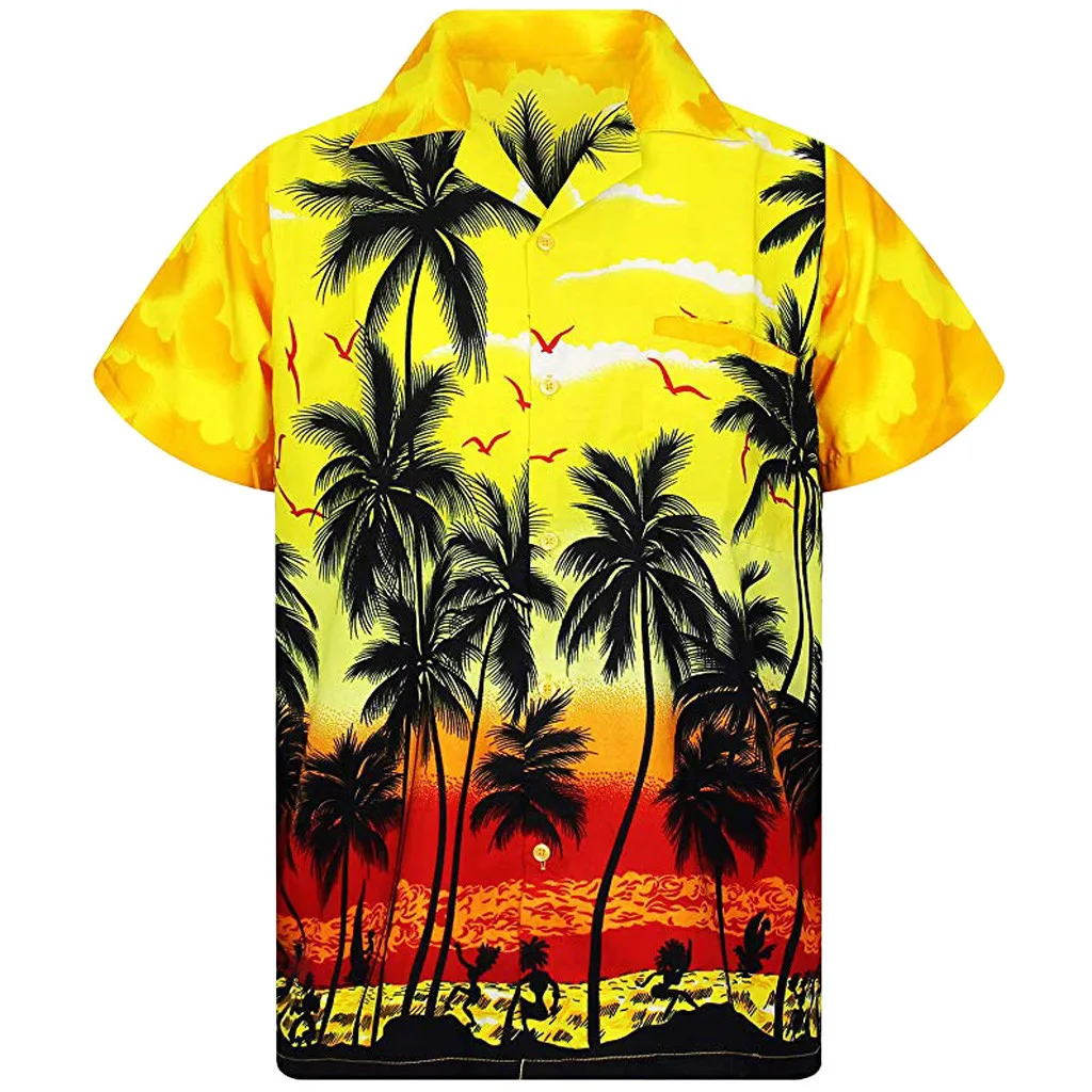 

2021 Custom Mens Short Sleeve Up Floral Print Hawaiian Shirt, Show, all other colors and designs could be customized