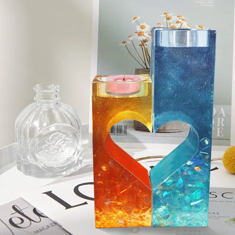 

LOVE'N LV492Y DIY crystal epoxy resin mold love Candlestick rectangular heart-shaped pendulum storage box jewelry silicone die