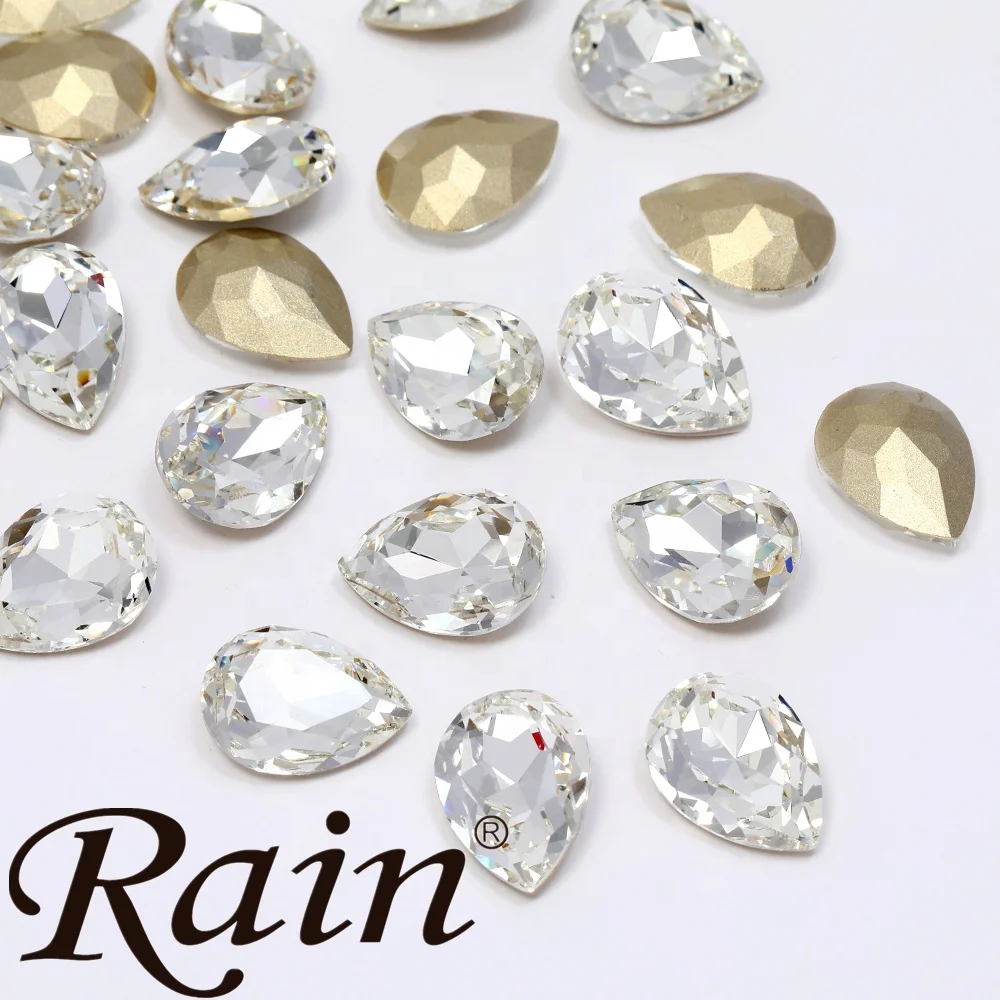 

Rain wholesale GLass AA Drop Fancy On Non Hotfix Glass Stones Crystal Hot Fix Rhinestones For Wedding Dress