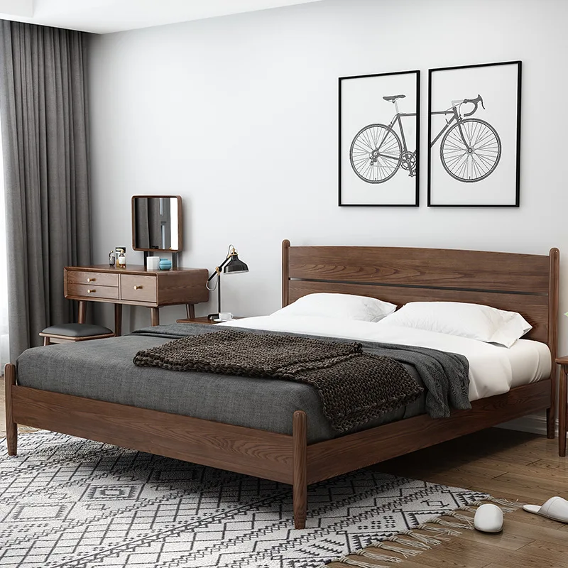 product-BoomDear Wood-solid wood bed bedroom double queen size bed frame bed headboard design factor