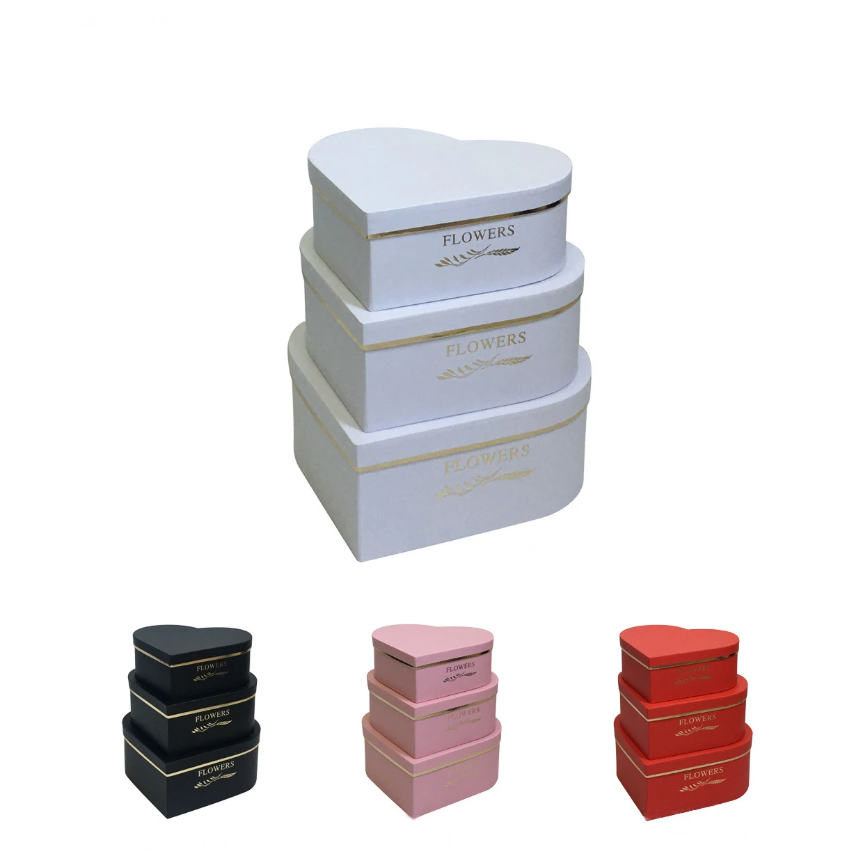 

Gold edge heart-shaped flower box gift packaging box two-piece heart-shaped gift box
