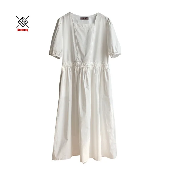 

Summer Casual Hot Selling Stylish New Design Women Puff Sleeve Long Korean Dress