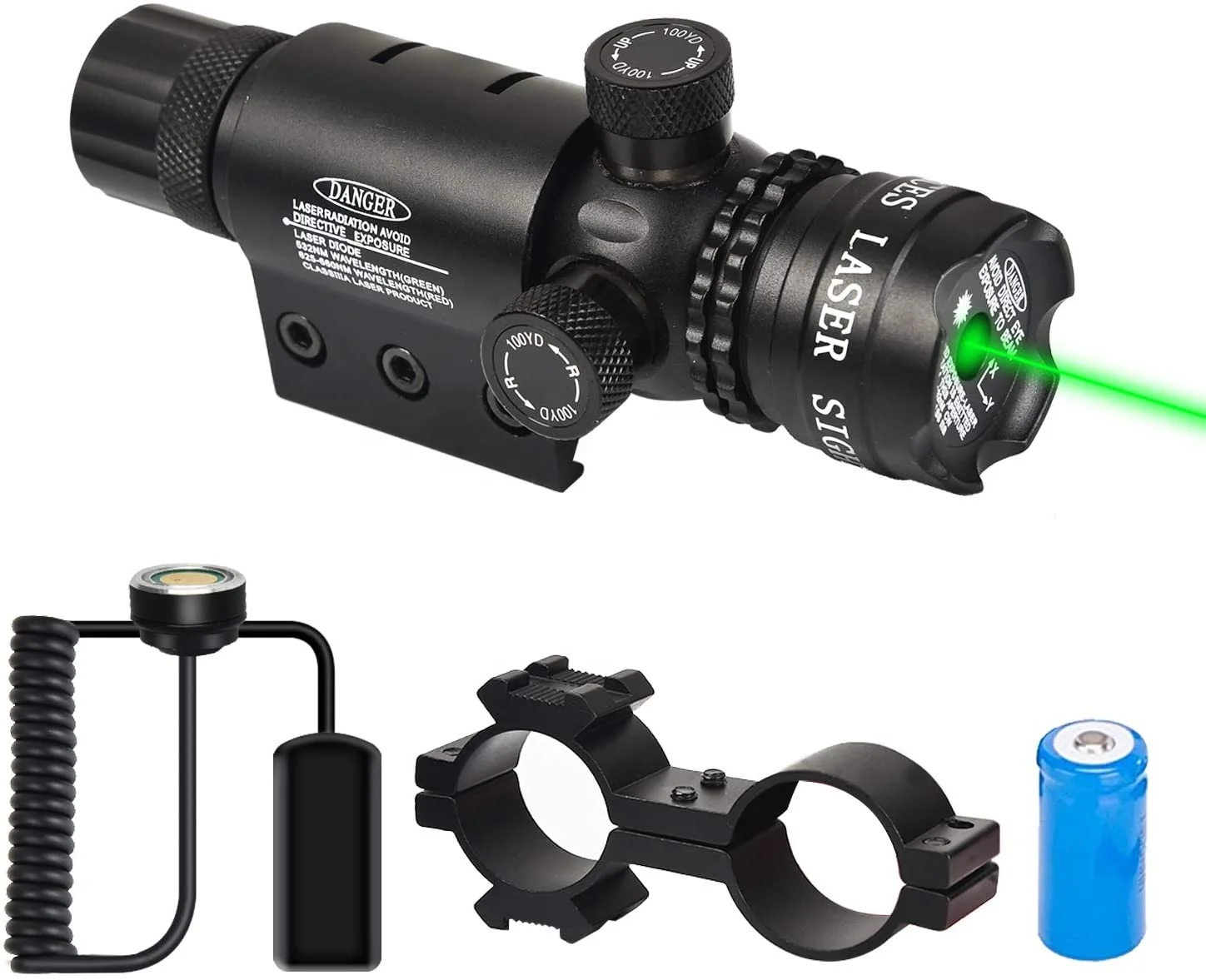 

LUGERGreen Laser Sight Green Dot 532nm Scope with 20mm Picatinny Mount Tactical Laser Mount Red/Green Laser Sight, Black
