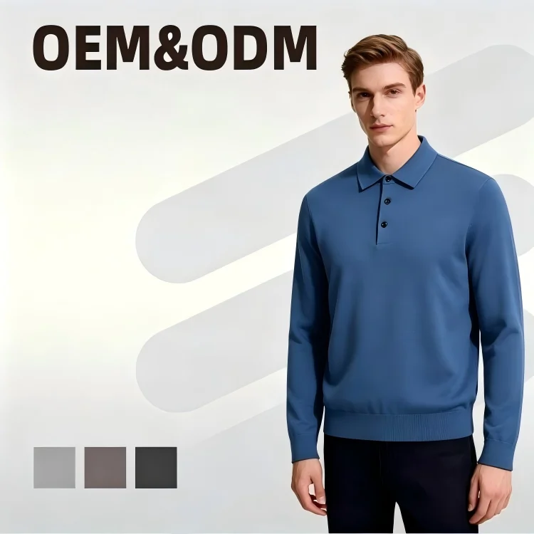 Custom 53.5%Polyester 20.7%Polyamide 19.5%Acrylic 6.3%Wool Polo Collar Sweater Men's Winter Buttons Knit Sweater