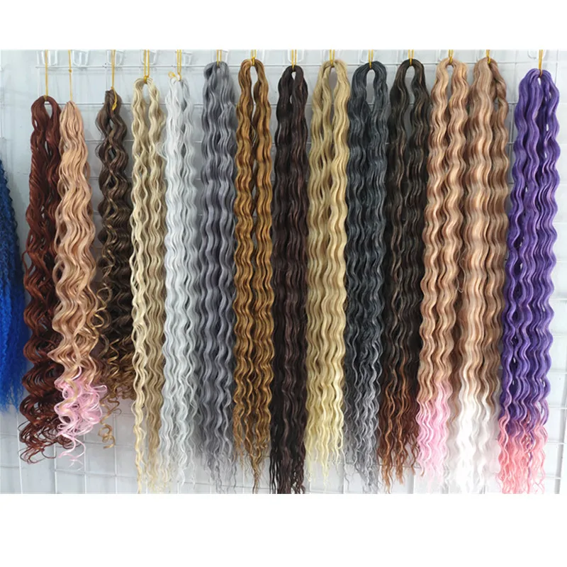 

New arrival Russian 30 Inch Extra Long Big Deep Wave Crochet Braids Hair Synthetic Deep Twist Ocean Wave Braiding Hair