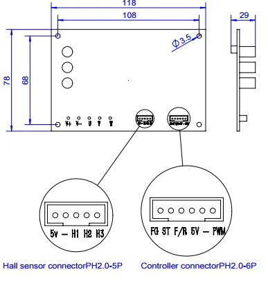 12v 24v 36v 48v Brushless dc Motor Controller / BLDC Motor Driver 30A 12 24 36 48 volt Speed PWM Control