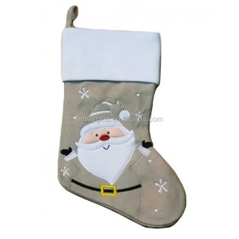 Grey Santa Snowman Print Stocking -fgl5070.jpg