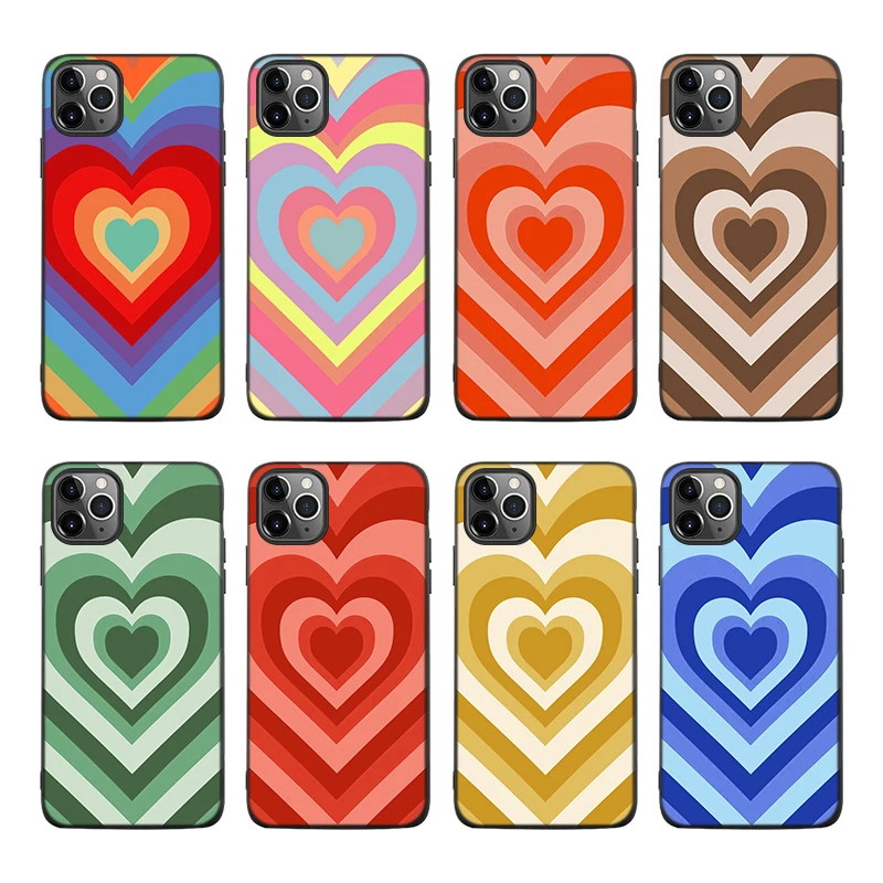 

Customized Love Hearts Light Weight TPU Cover Soft Back Casings Matte Phone Case for iPhone 11 12 XS XSmax, Black