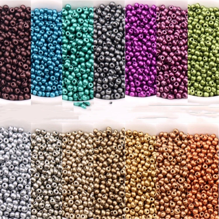 

10g 2mm 3mm 4mm cuentas de vidrio para bisuteria Matte metallic glass rice beads for Jewelry Making Supplies Kit