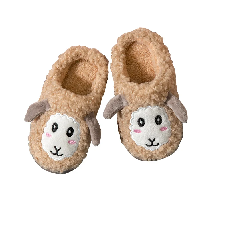 

Kids Cartoon Slippers Comfy Anti-Slip Sheep Lovely Sandals Lightweight Children Fleece Winter Home Warm Soft Bottom Slides, Mix color