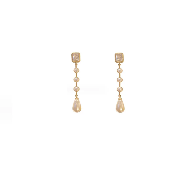 Fashion jewelry trendy long pearl tear drop earring