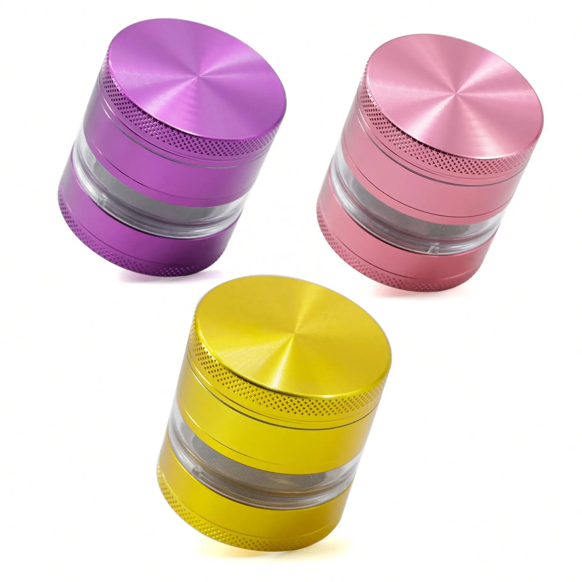 

New Arrival Removable Transparent Hollow Herb Grinder Diameter  Aluminum Alloy Rubber Paint Cigarette Grinder jhcentury, Picture