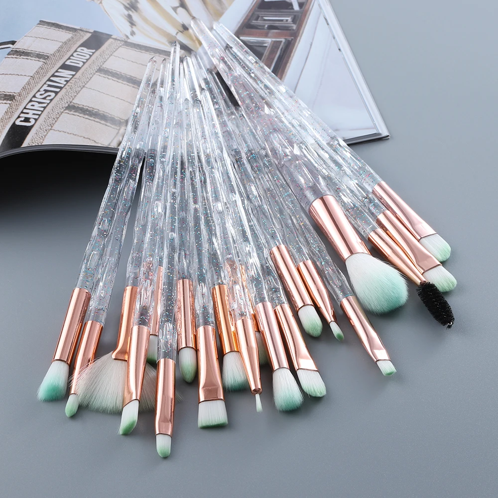 

20 makeup brush set eyeshadow eyebrow eyeliner liquid foundation lip makeup eyelash brush, Champagne gold