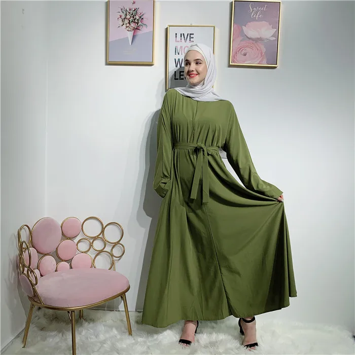 

Fashion Crazy Selling Muslim Soft Crepe Dress dubai maxi abaya islamic clothing, Black,army green