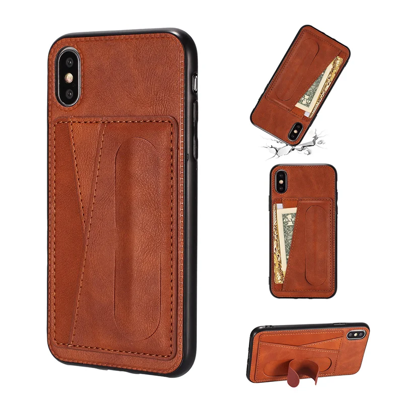 

PU Leather Cover With Holder and Credit Card Slot Mobile Phone Case For iPhone X /XR/11/11 Pro max Case, Red/blue/black/brown/grey