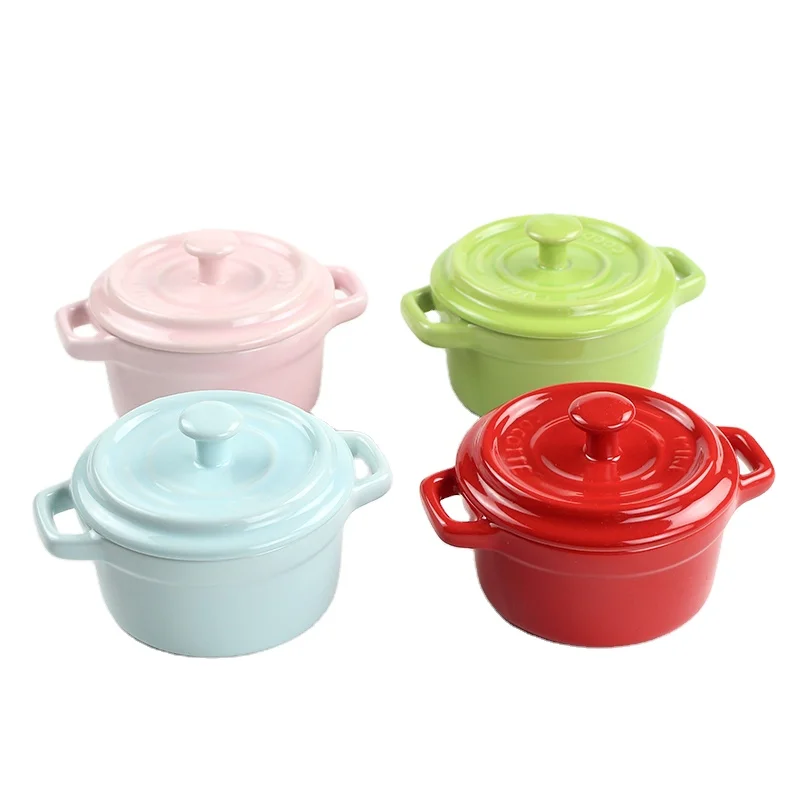 

Different Color Mini Ceramic Cocotte Cookware Kitchen Ware Creme Brulee Ramekins Casserole Dish For Microwave