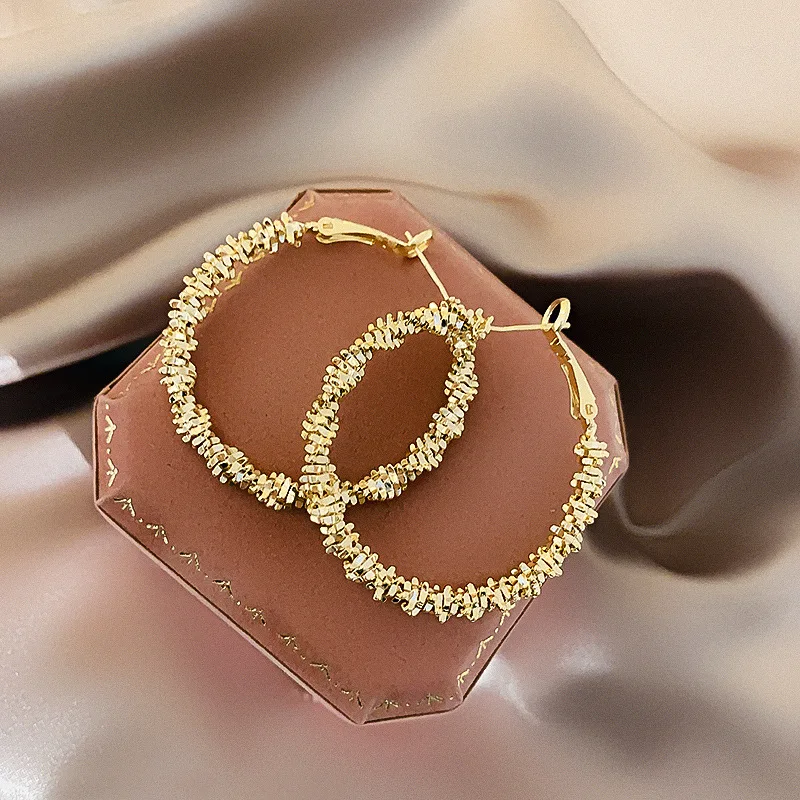 

2021 fashion trendy metal hoop earrings gold plated