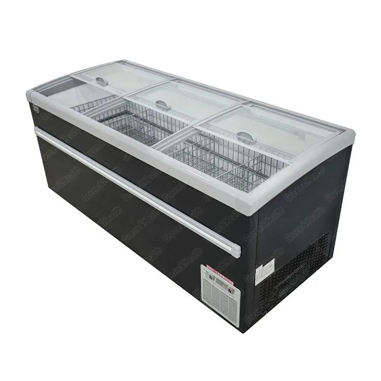 850l Supermarket Ice Cream Freezer Sliding Glass Door Deep Display