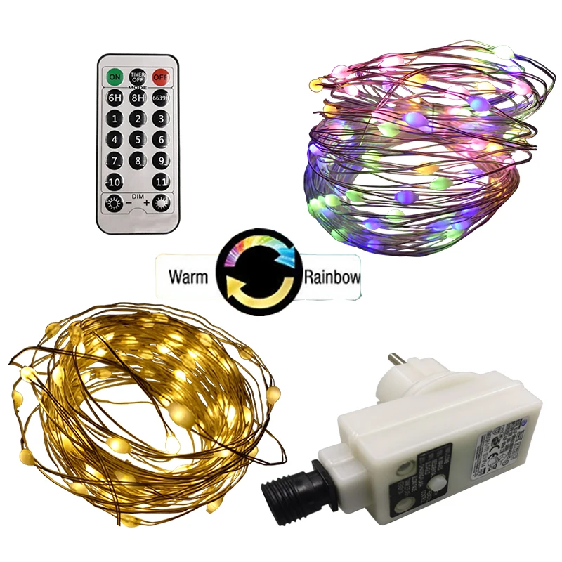 Christmas  copper wire light indoor and outdoor 3D WRGB 11 Functions Remote string light