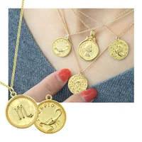 

Silver 925 Sterling Jewelry Scorpio Gold Pendant Zodiac Disc 18K Solid Yellow Gold Plated Jewelry Necklace For Women