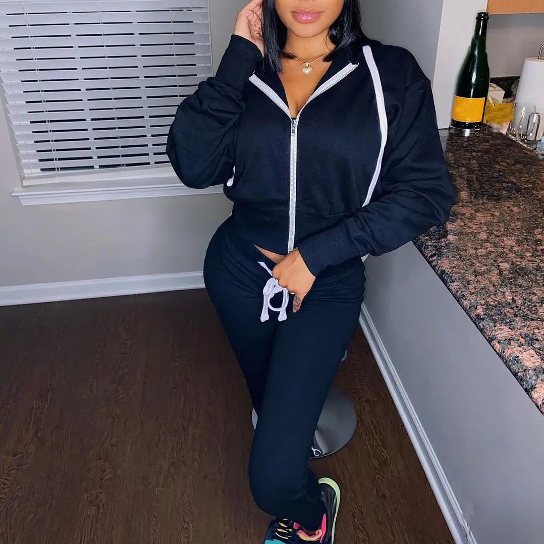 

S2265D Tracksuit Outfit Hot sale women long sleeve jacket and pants Two Piece Sets wear