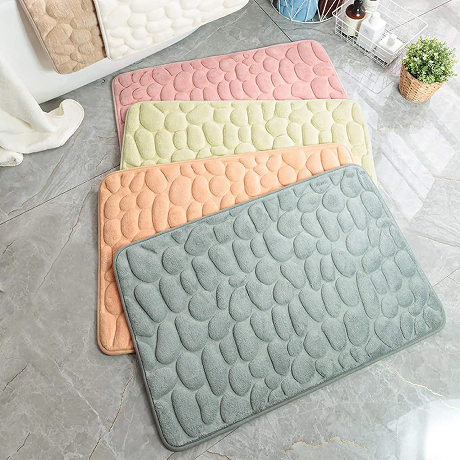 

i@home Cobblestone Thick Memory Foam Bath Rug Soft Absorbent Floor Mats, Picture