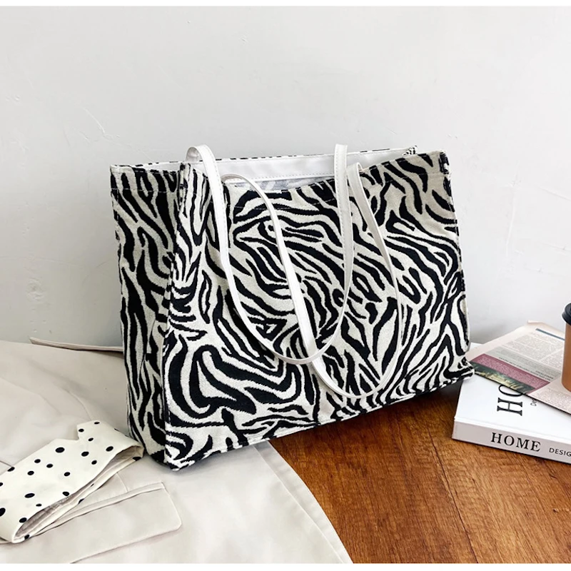 

Hot Sales Sac A Main Hand Bags Canvas Tote Bag Zebra Pattern Ladies Handbags 2021