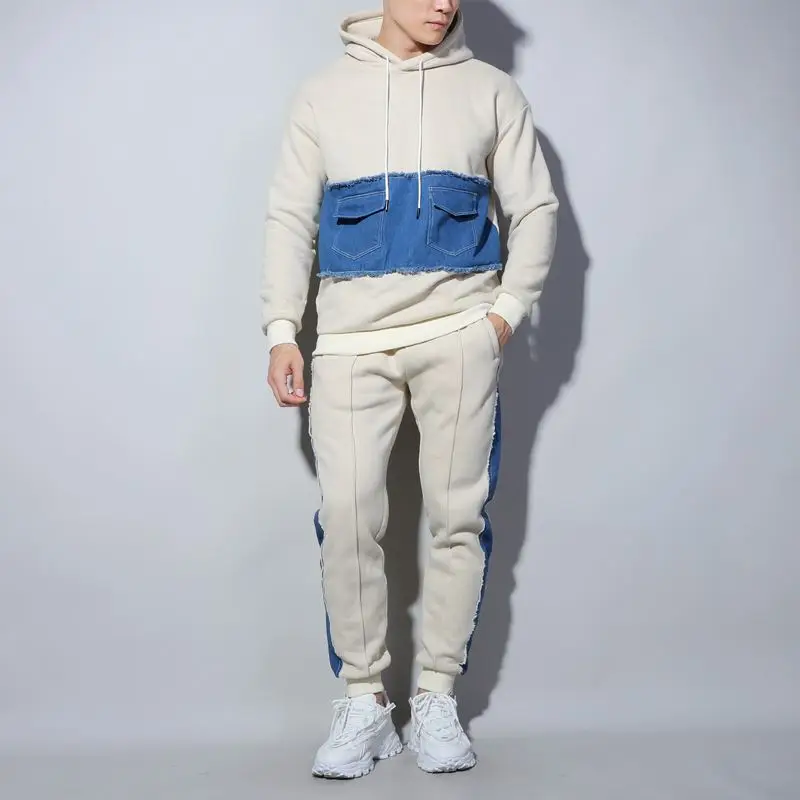 

Wholesale Winter Custom Logo Jogging Suits Plain Solid Color Hoodie Men Sweatersuit Tracksuit, Custom color