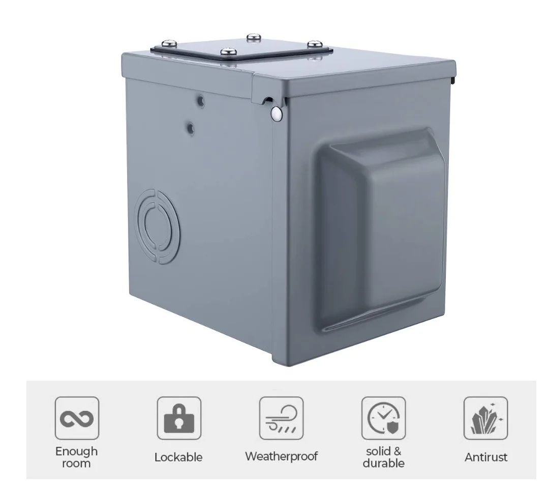 50 Amp 125/250 Volt Rv Power Outlet Box Enclosed Lockable Outdoor Nema