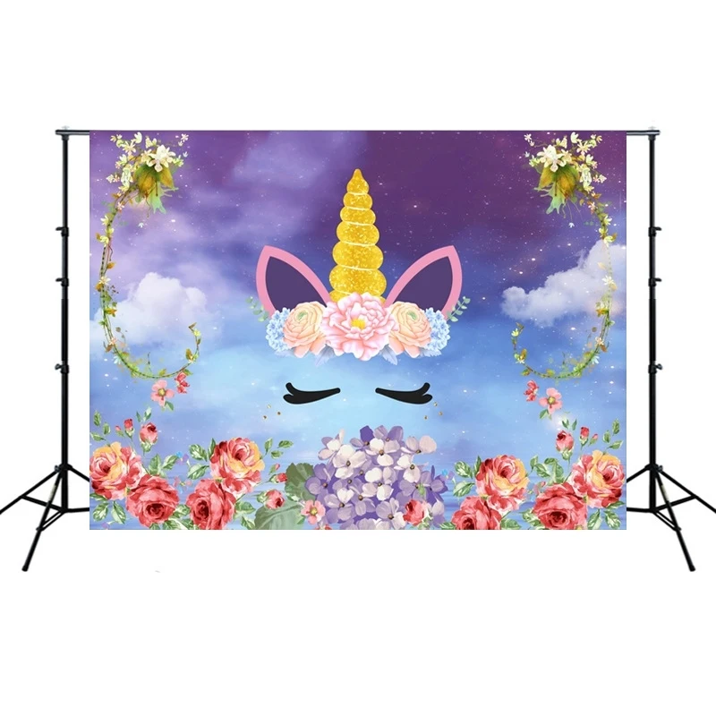 

Best Selling 2.1m x 1.5m Unicorn Photography Background Cloth W073 Birthday Theme Party Photo Studio Background Cloth Backdrop