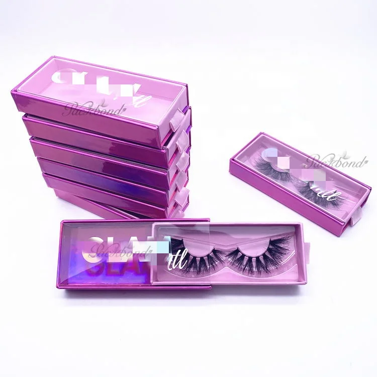 

Private label empty hair or lash box in pink color clear drawer style cardboard eyelash packaging box, Pantone color