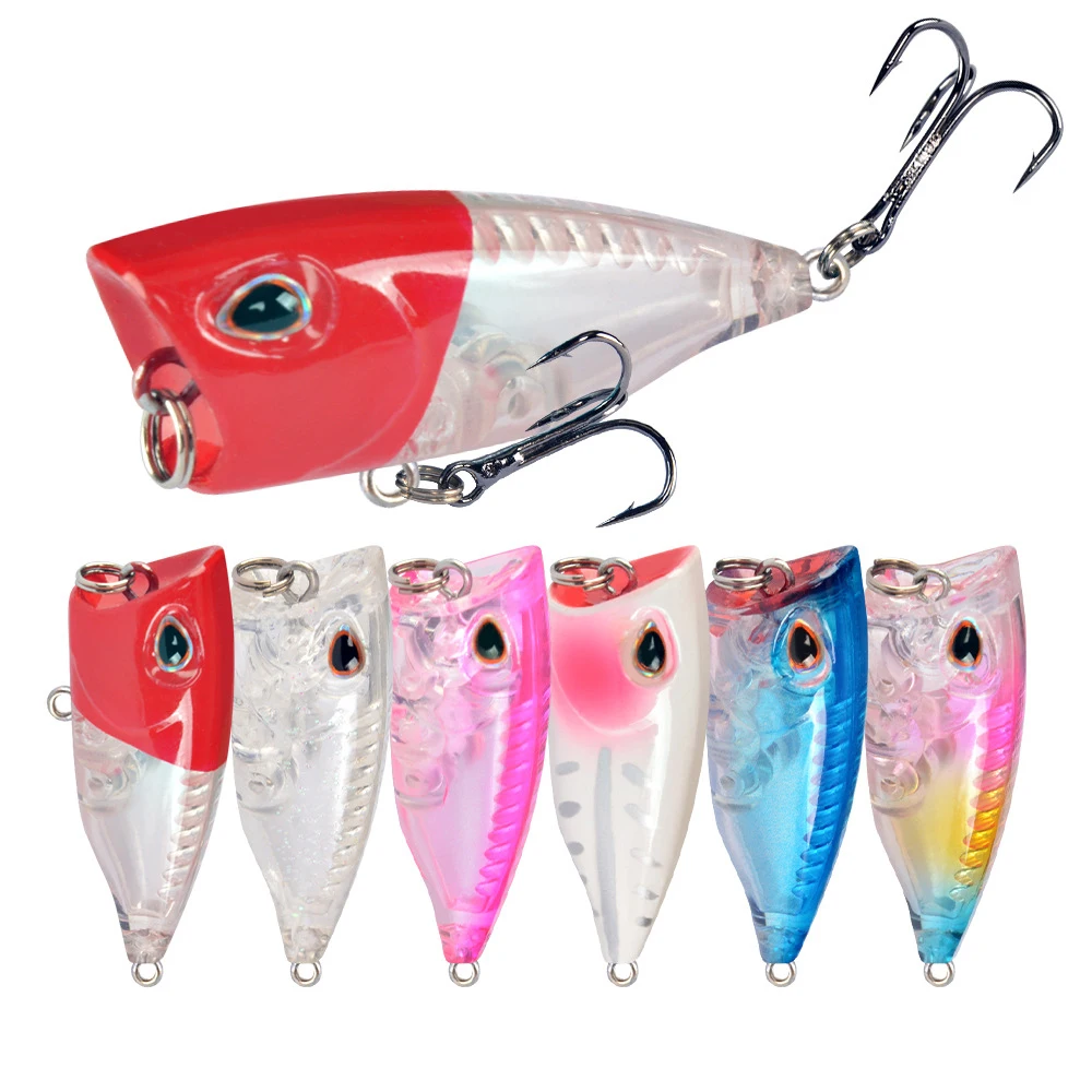

Jetshark Hot sale 4cm 3g 6 Colors Strong Hooks Mini Floating bait 3D Lure Eyes Popper Fishing Lures