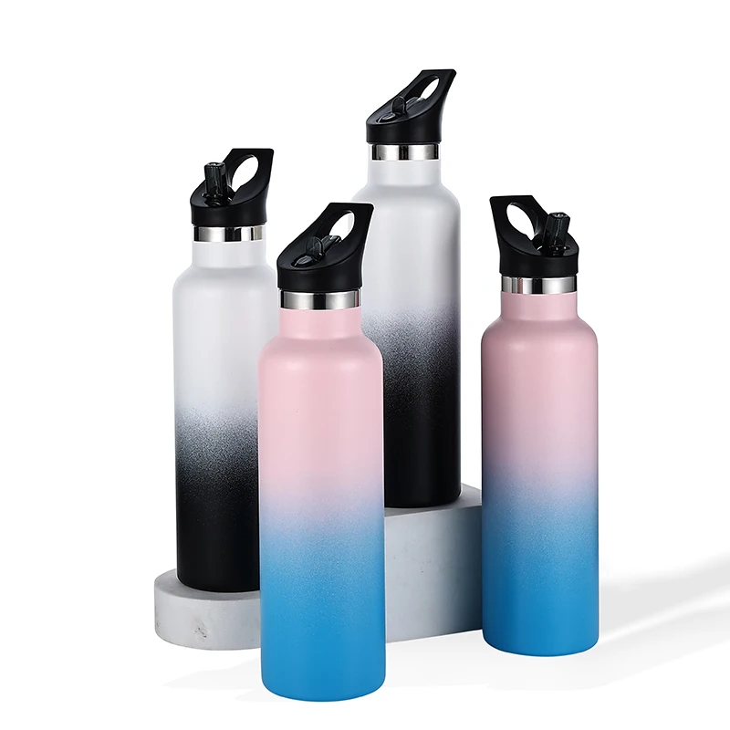 

In Stock 600ml 20 oz Stainless Steel sports insulated thermal straw lid water bottle for yoga