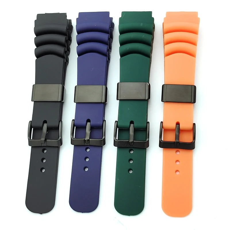 

metal loop multi color silicone rubber watch band strap
