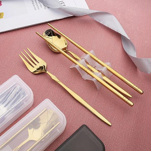 

wholesale stainless steel rose flower shape spoon and fork sliver flatware, Silver