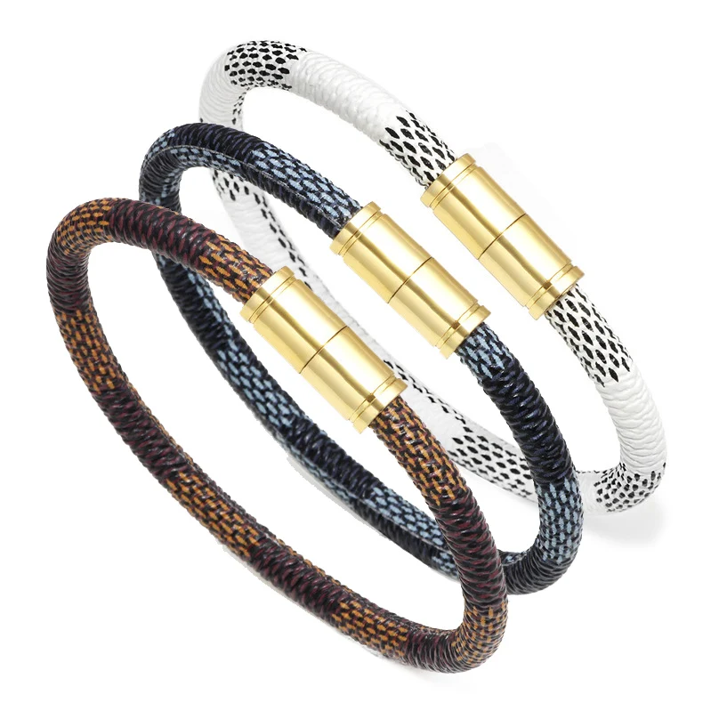 

Stainless Steel Magnetic Wrap 2021 Genuine Men's Leather Bracelet for Homme Men Jewelry