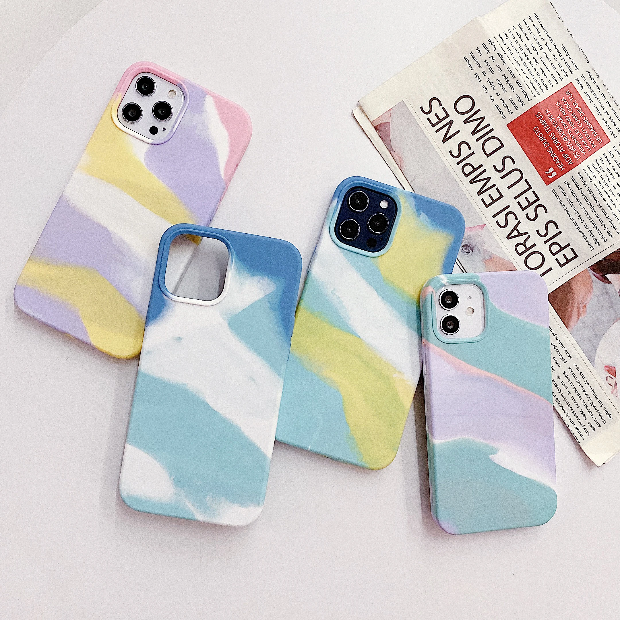 

Newest Fashion Watercolor Plating TPU Soft Phone Case For iPhone 12 Pro MAX 6 Plus 7 8s XR XS MAX SE Back Mobile Cover Capa, Multiple colors