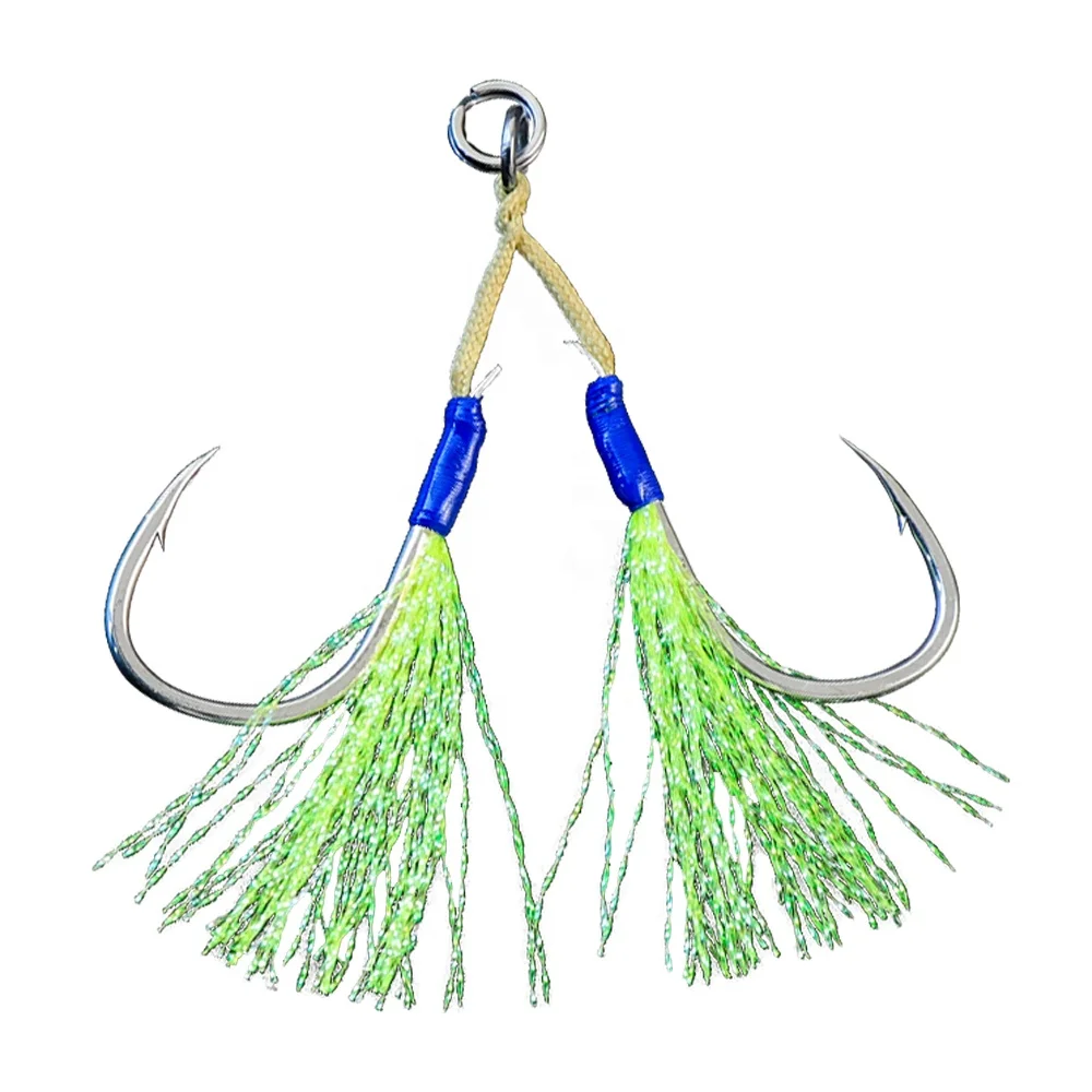 

JK LAT-G High Quality Assist Jigging Hooks Sea Fishing Hook With Luminous Flasher, Silver/black