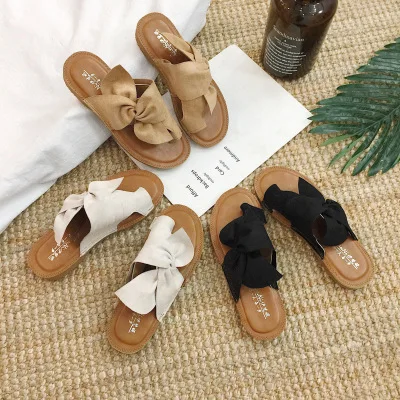 

2020 Summer Fashion Sandals Shoes Women Bow Summer Sandals Slipper Indoor Outdoor Flip flops Beach Shoes Female Slippers