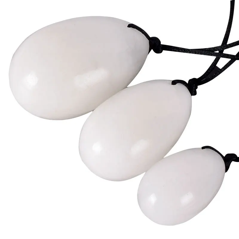 

2020 hot sales for Vaginal Exercise Wholesale white jade natural nephrite Jade Yoni Eggs set for women