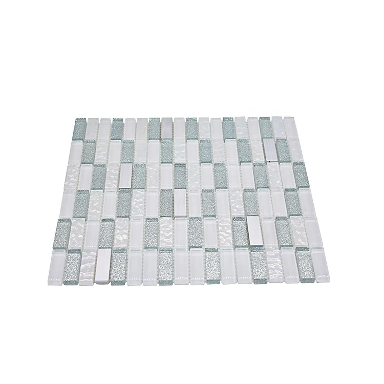 Glitter Mosaic Wall Tile for Wall Mixed Cold Spray Glass Moonight New Collection Carrara White Online Technical Support 48*15mm