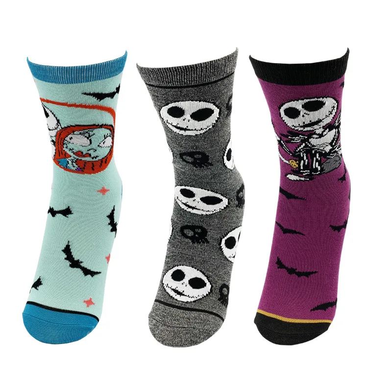 

2020 funky custom funny fashion novelty crew men women cotton comics Jack Skellington Sally happy socken tube cool cartoon socks, Accept customized colours