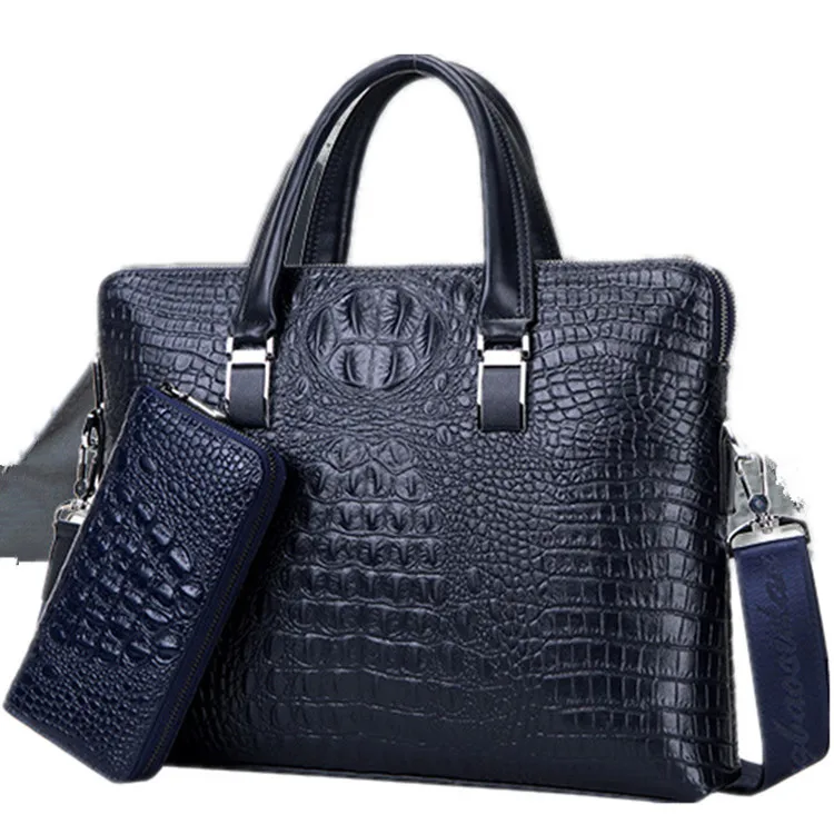 

Men Briefcase PU Leather Male Shoulder Bag Laptop Business Alligator Purse, All colors in color available