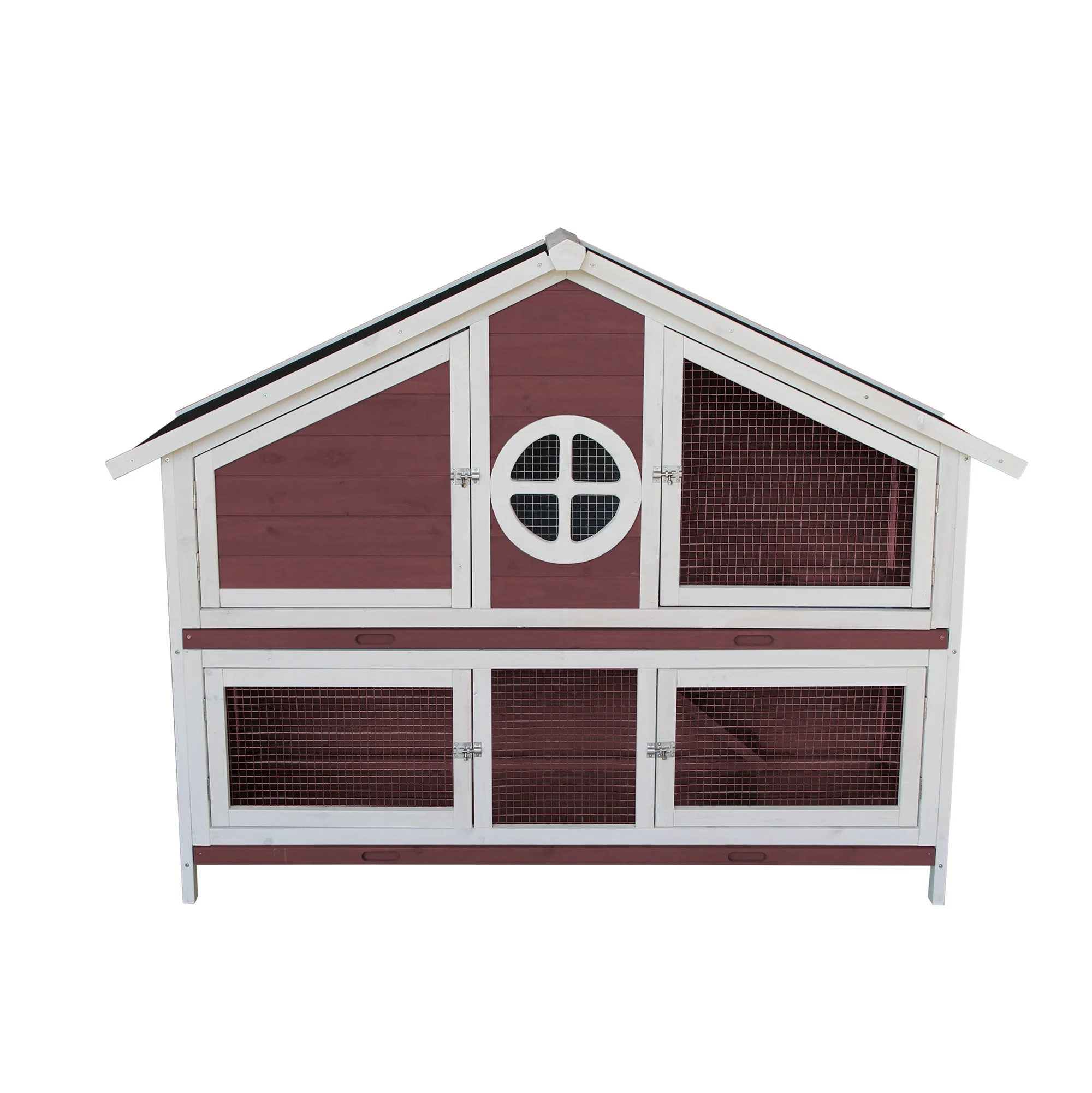 

China Flat Pack Rabbit Hutch Wooden Rabbit Cage Pet House for Rabbit living, Gray and red