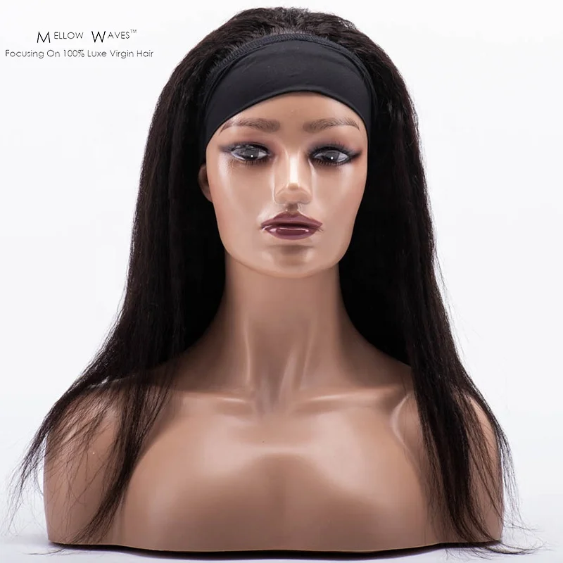 

Mellow Wave Wig Headband Wig Kinky Straight Wave Hair Brazilian Human Hair Natural Color Human Hair Wig