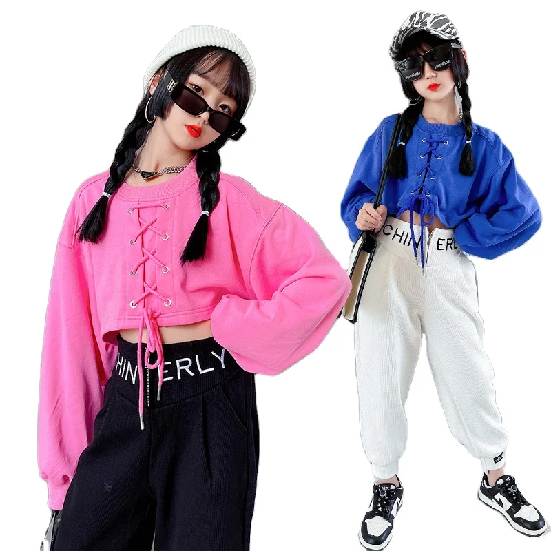 

2021 autumn big children drawstring sweatshirts and pants baby girls' long sleeve clothing sets kids casual clothes, As picture