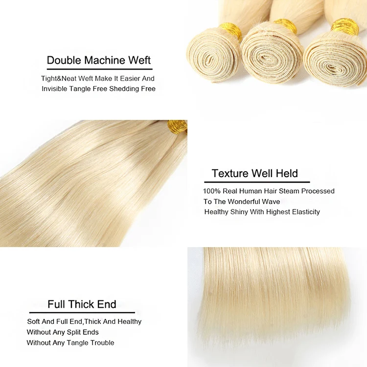 613 Bundles With Closure, 10A Unprocessed 613 Virgin Hair,  10A Unprocessed 613 Virgin Hair