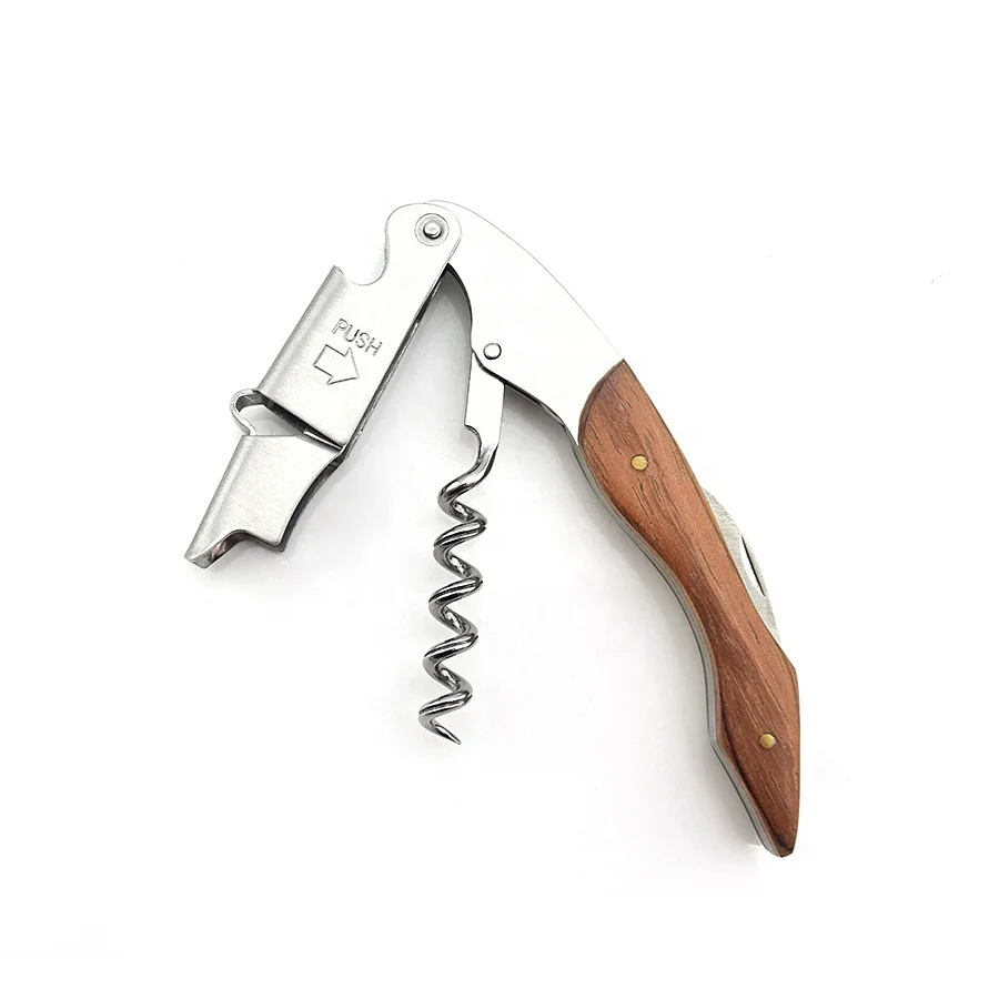 

Professional Waiter Corkscrew Rose wood Handle Bottle Opener With Foil Cutter, Any pantone color is available