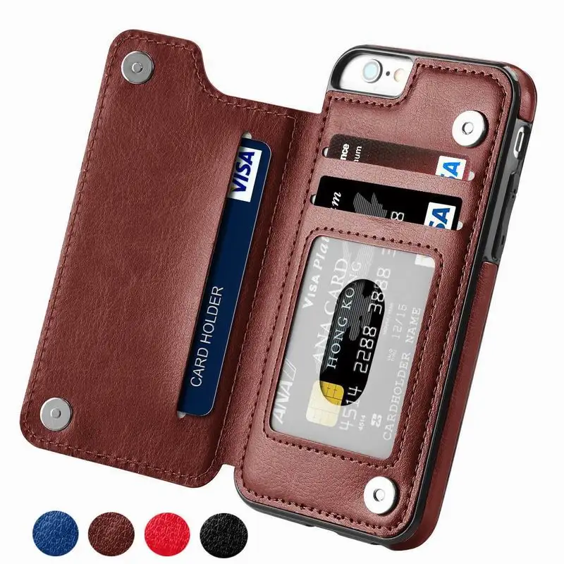 

Luxury Slim Fit Premium Leather Cover For iPhone 11 12 mini Pro XR XS Max X 6 6s 7 8 Plus Wallet Card Slots Shockproof Flip Case, White/black/red/blue/rose gold/rose red/brown